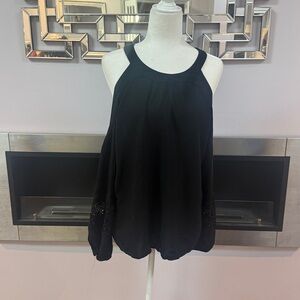 Express Women’s black Top Blouse Cold-Shoulder Embroidered Size M